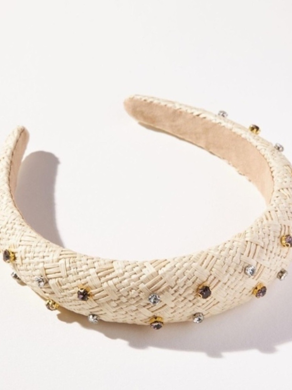 NWT Anthropologie Bejeweled Puffy Raffia Headband